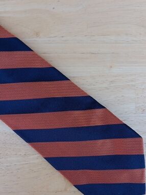 Daniel Cremieux Navy and Orange Wide Stripe Tie